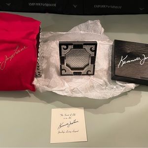 Kenneth JayLane Gold Tone Metal Picture Frame with White and Black Crystals New